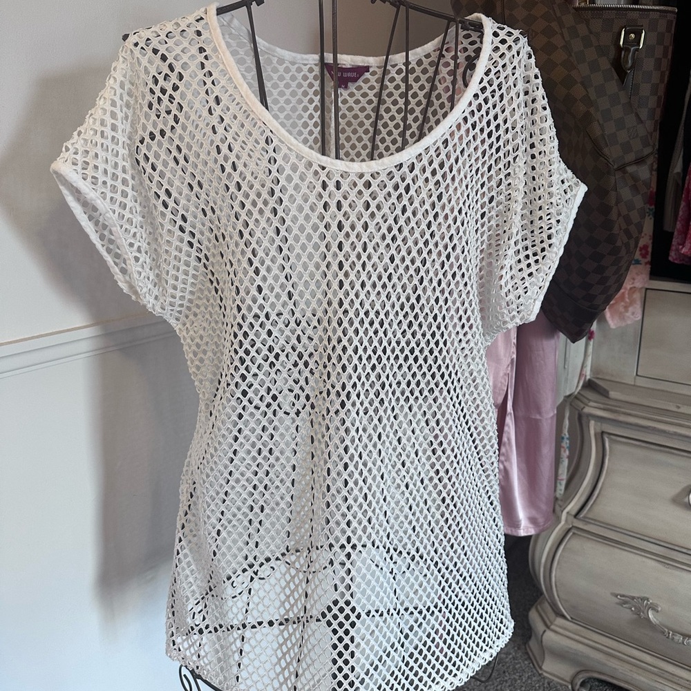 White Mesh Swim Coverup